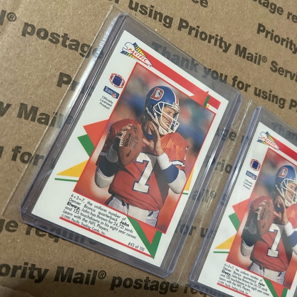 (x2) John Elway ‘91 Pacific Cards No. 43 of 110 - Picture 4 of 8